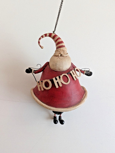 Folk art santa ornament ho - ornament,